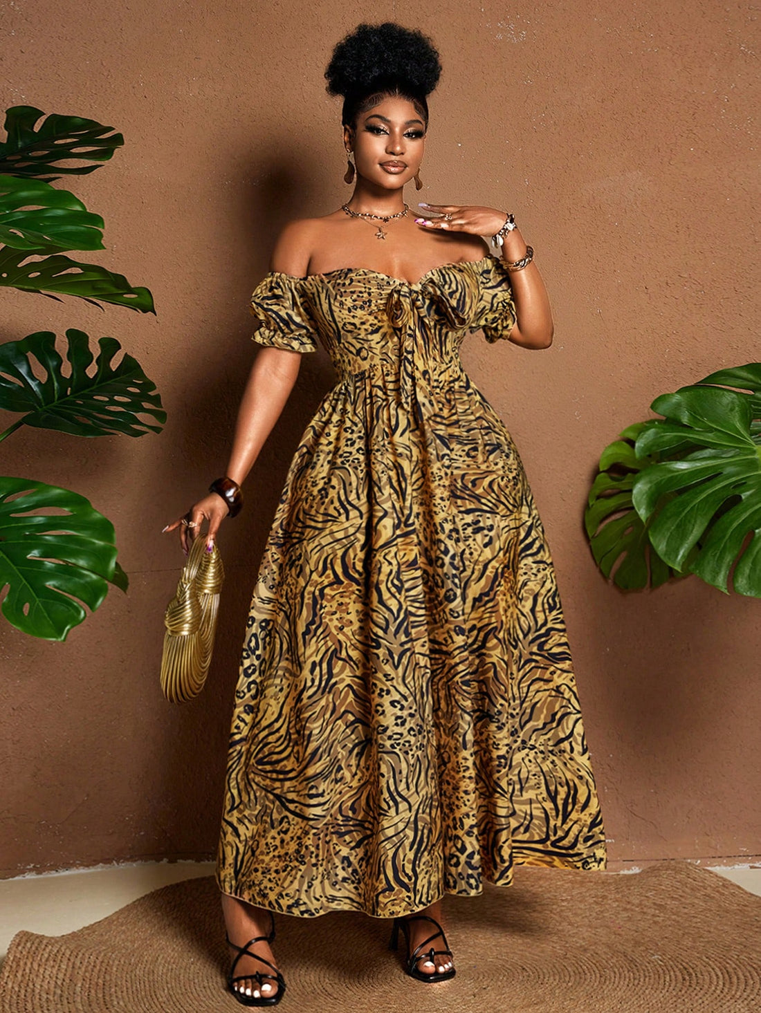 Make a statement with this playful zebra print off-shoulder dress designed specifically for plus-size figures. The sweet princess style adds a touch of whimsy while the off-shoulder design shows just the right amount of skin. Perfect for summer parties, casual outings, or whenever you want to feel fabulous and fierce in your own unique style!