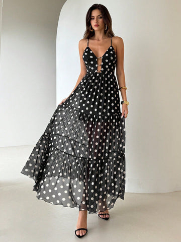 Step out in style with the Chic Polka Dot Cami Long Dress, your go-to choice for graduation and teacher events. Its playful polka dot pattern and flowing silhouette offer a fun yet elegant vibe, making every moment feel special. Lightweight and comfortable, this dress keeps you looking effortlessly chic all day long. Perfect for stylish women who love to blend charm with confidence!