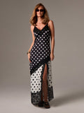Step into effortless charm with this Chic Polka Dot Maxi Dress featuring delicate lace trim. Light and breezy, it's the perfect pick for spring and summer weddings or evening soirées. The playful polka dots add a fun twist while the flowing maxi silhouette keeps you comfortable and stylish all night long. Elevate your event wardrobe with this flirty and elegant dress that makes every occasion feel special.