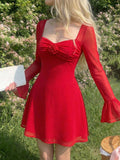 Elevate your seasonal wardrobe with this striking red mini dress, featuring intricate floral embroidery that captures effortless elegance. The gracefully flared sleeves add a romantic dimension while maintaining a contemporary silhouette perfect for warm-weather adventures. Crafted for versatility, this piece transitions seamlessly from daytime exploration to evening gatherings, making it an essential choice for spring and summer getaways. The vibrant red hue complements various skin tones and pairs beautif