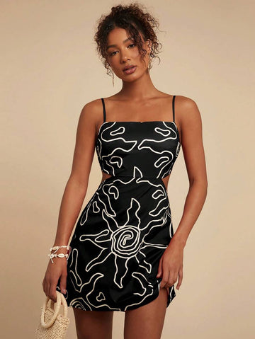 Turn heads this summer with our chic red spaghetti strap dress, featuring a playful sun pattern that brightens your day. The cutout waist adds a flirty touch while keeping you cool and comfortable. Perfect for effortless sunny vibes, this dress is your go-to for warm-weather fun and stylish adventures.