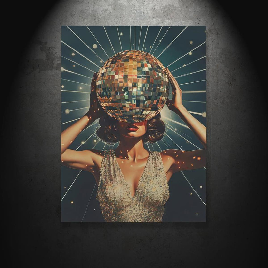 Add a touch of retro fun to your modern space with our Chic Retro Disco Ball Canvas Art. This boho-inspired wall decor serves as both a statement piece and a source of inspiration. Perfect for adding a playful twist to any room.