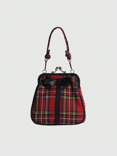 This Chic Retro Plaid Handbag features an elegant bowknot detail, combining style and functionality. Made with durable materials, it adds a touch of class to any outfit. The perfect accessory for a fashion-forward individual.