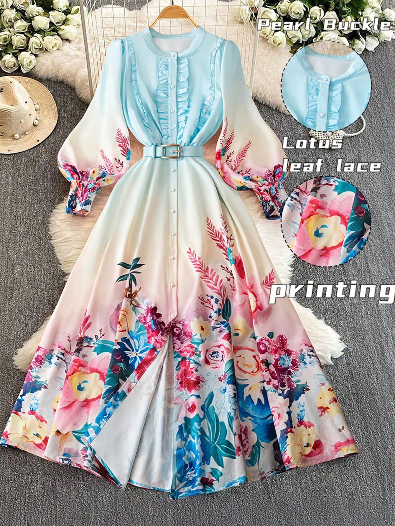 Step out in style with this Chic Retro Plus Size Floral Print Ombre Waist Shirt Dress. Its flattering ombre waist design highlights your curves while the vibrant floral print adds a fun, vintage vibe. Perfect for effortless days when you want to feel confident and playful, this dress combines comfort with a splash of retro charm.