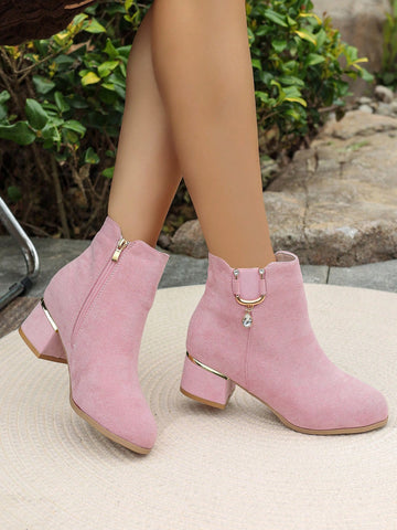 Step into style with our Chic Rhinestone Buckle Matte Ankle Boots! The chunky heels provide comfort while the rhinestone buckle adds flair to any outfit. Perfect for fall and winter, these boots are a must-have for any fashion-forward individual.
