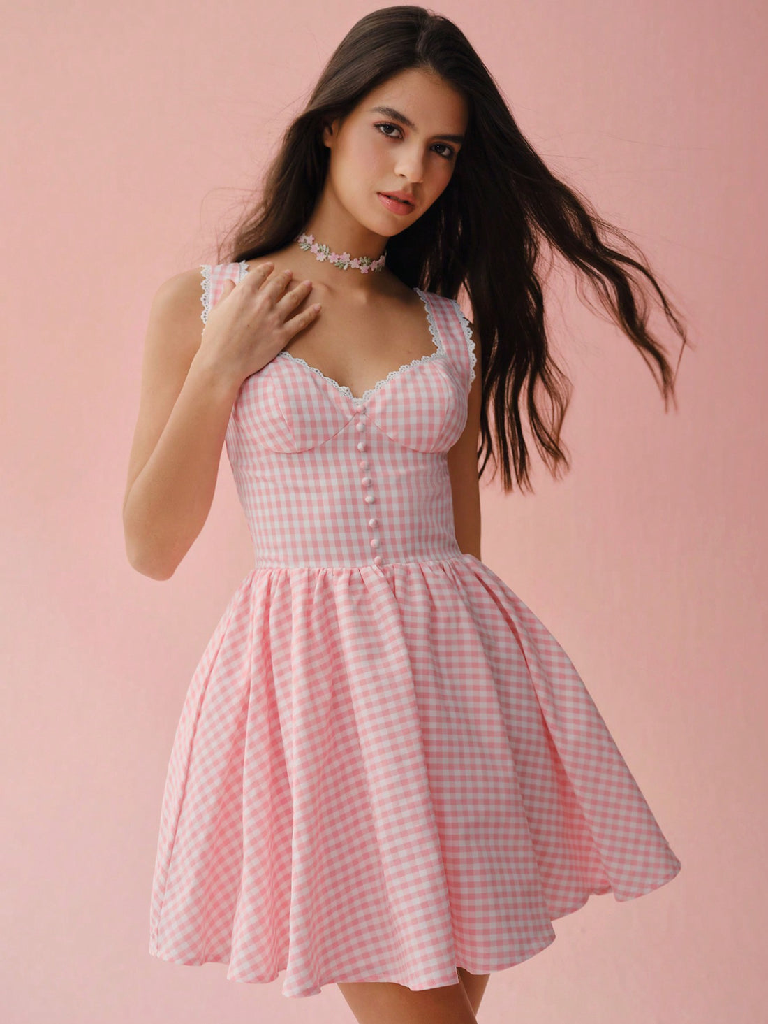 Shine bright in our Chic Rhinestone Collar Sleeveless Lattice Dress! Perfect for Spring/Summer celebrations, this dress features a stunning rhinestone collar and lattice design. Elevate your style and turn heads with this unique and playful dress.