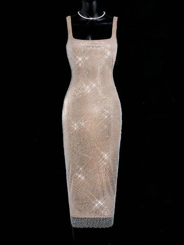 Unleash your inner fashionista with our Chic Sheer Mesh Bodycon Dress. Designed for elegance, this mid-length dress features a sheer mesh fabric that adds a touch of allure. Perfect for any occasion, it will elevate your style and highlight your curves. Turn heads and make a statement with this iconic dress.