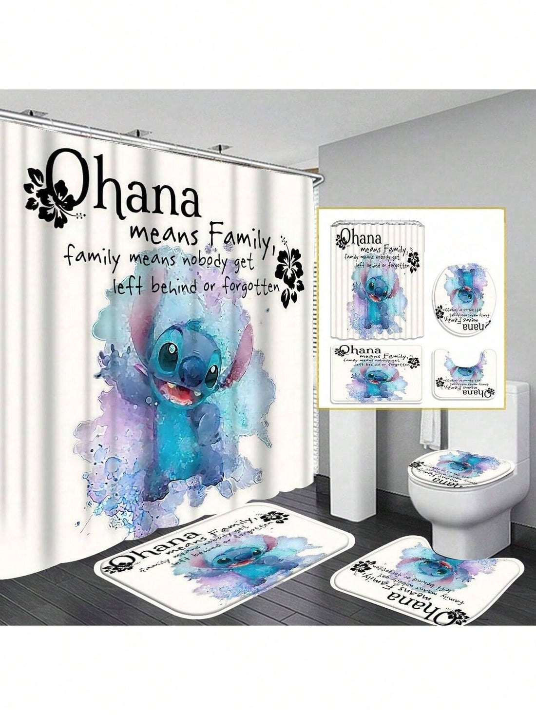 Transform your bathroom into a stylish oasis with our Chic Shower Curtain Gift Set! This modern bathroom decor comes with a sleek curtain, soft toilet mat, and convenient hooks. Elevate your daily routine and make a statement with this practical yet stylish set. Time to shower in style!