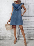The Chic Sleeveless Ruffled Denim Dress is the ultimate choice for a stylish and comfortable vacation. Made with soft denim fabric, this dress features a trendy ruffled design and a sleeveless cut, perfect for warm weather. Elevate your vacation wardrobe with this chic and versatile dress.