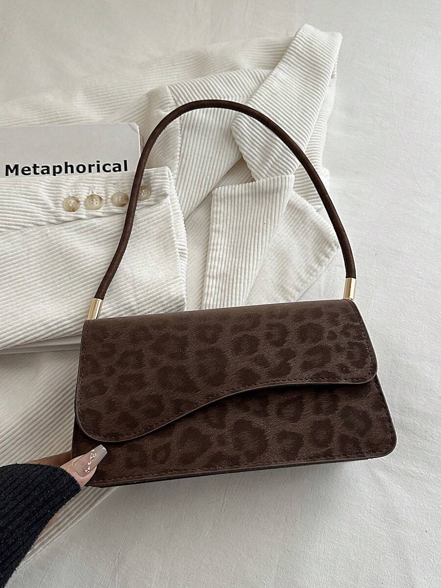 Image 1 - front view of Chic Solid Color Asymmetrical Flap Shoulder Bag - Vintage Minimalist Elegance