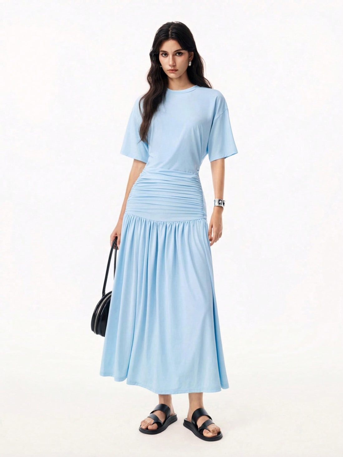 Step out in style with this chic solid color casual dress designed for effortless charm. Featuring a flattering round neck and a playful ruffled hem, it adds a fun twist to your everyday look. Perfect for brunch dates or casual outings, this dress combines comfort with a flirty flair that keeps you feeling confident and carefree all day long.