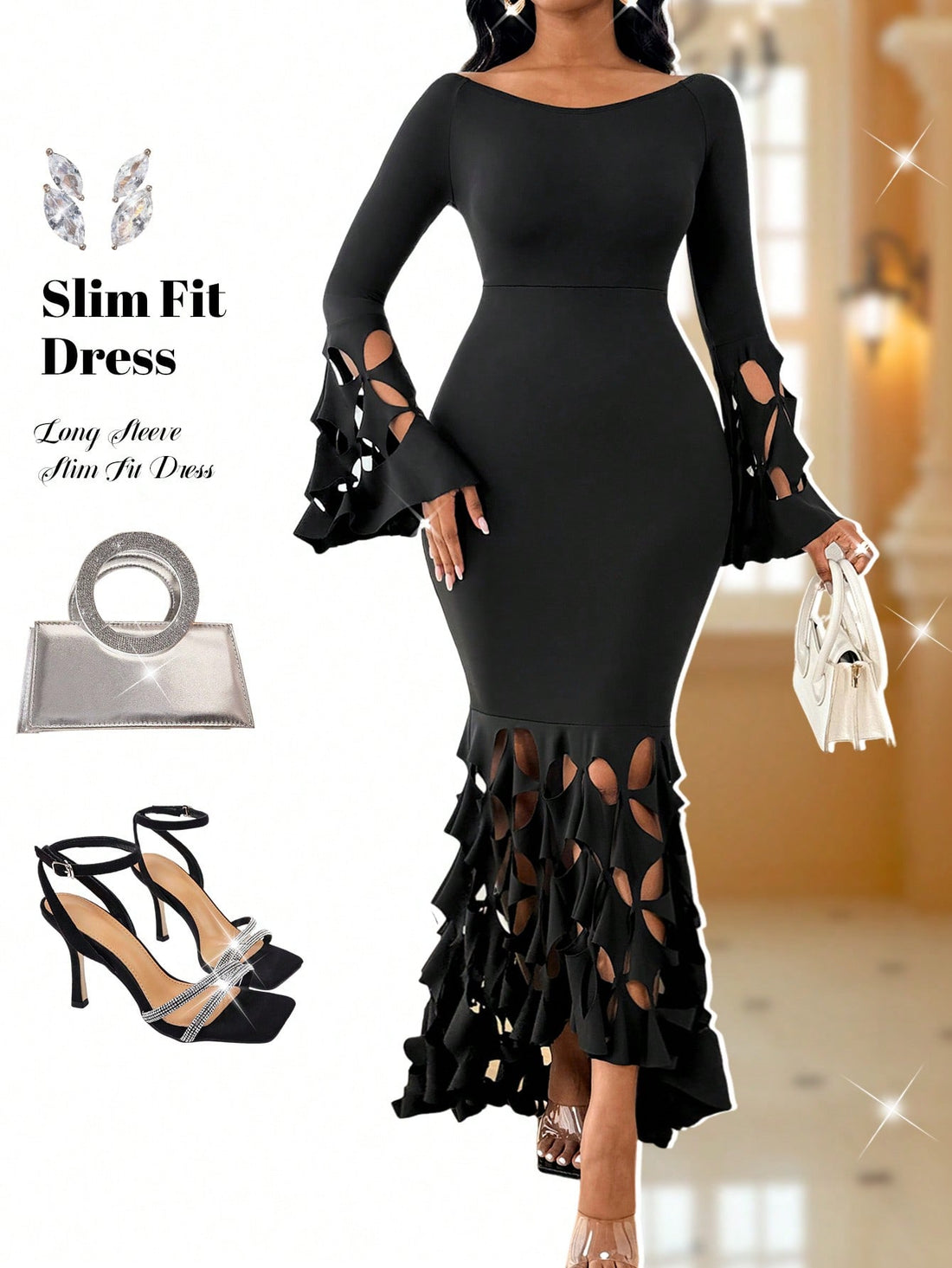 Elevate your wardrobe with this playfully chic slim-fit dress! The hollow-out patchwork details add just the right amount of peek-a-boo flair, while the solid color keeps it versatile for any occasion. Long sleeves provide coverage without sacrificing style, and the figure-flattering silhouette ensures you'll turn heads wherever you go. Perfect for those days when you want to feel both comfortable and fabulous!