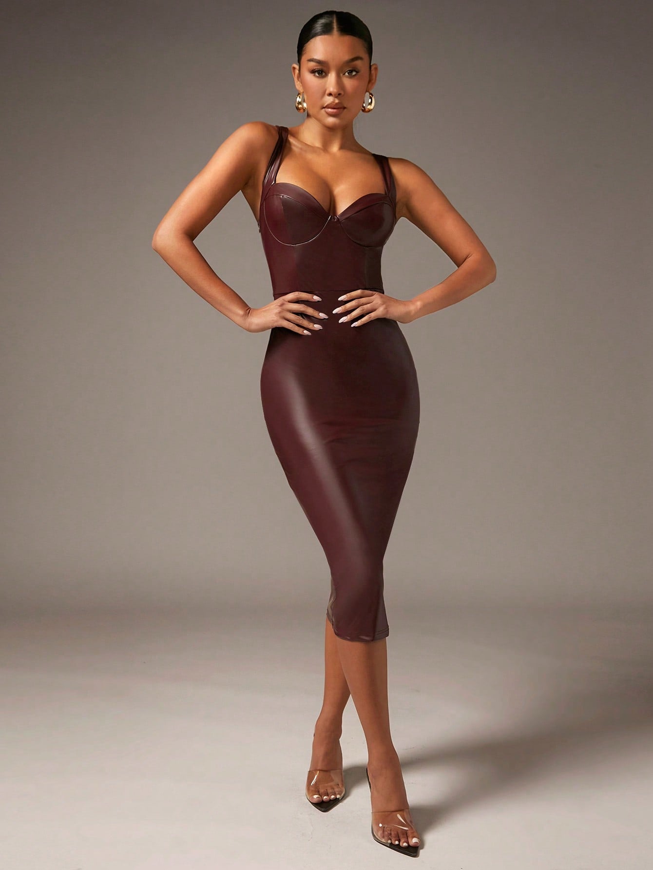Turn heads effortlessly in this Chic Solid PU Leather Bodycon Dress! Its sleek, form-fitting design hugs your curves for a confident, fashion-forward vibe. Crafted from smooth PU leather, it adds a touch of edgy glam perfect for nights out or stylish events. Slip into this dress and let your bold side shine!