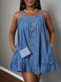 Rock your spring and summer style with our Chic A-Line Denim Dress! Featuring metal button accents, this dress adds a unique touch to your wardrobe. Perfect for any occasion, this dress is sure to turn heads and make a statement.