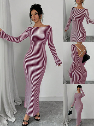 This Chic Striped Backless Dress is the perfect choice for any occasion. Its elegant and sophisticated design, combined with a comfortable fit and stylish striped pattern, make it a versatile and stylish option for any event. Stand out in this dress and exude confidence and grace.