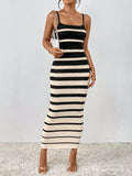 Elevate your spring/summer style effortlessly with our Chic Striped Color Block Knit Tank Dress. The chic striped design and color block detailing combine for a fashion-forward look, while the soft knit fabric ensures comfort. Perfect for any occasion, this dress is a must-have addition to your wardrobe.