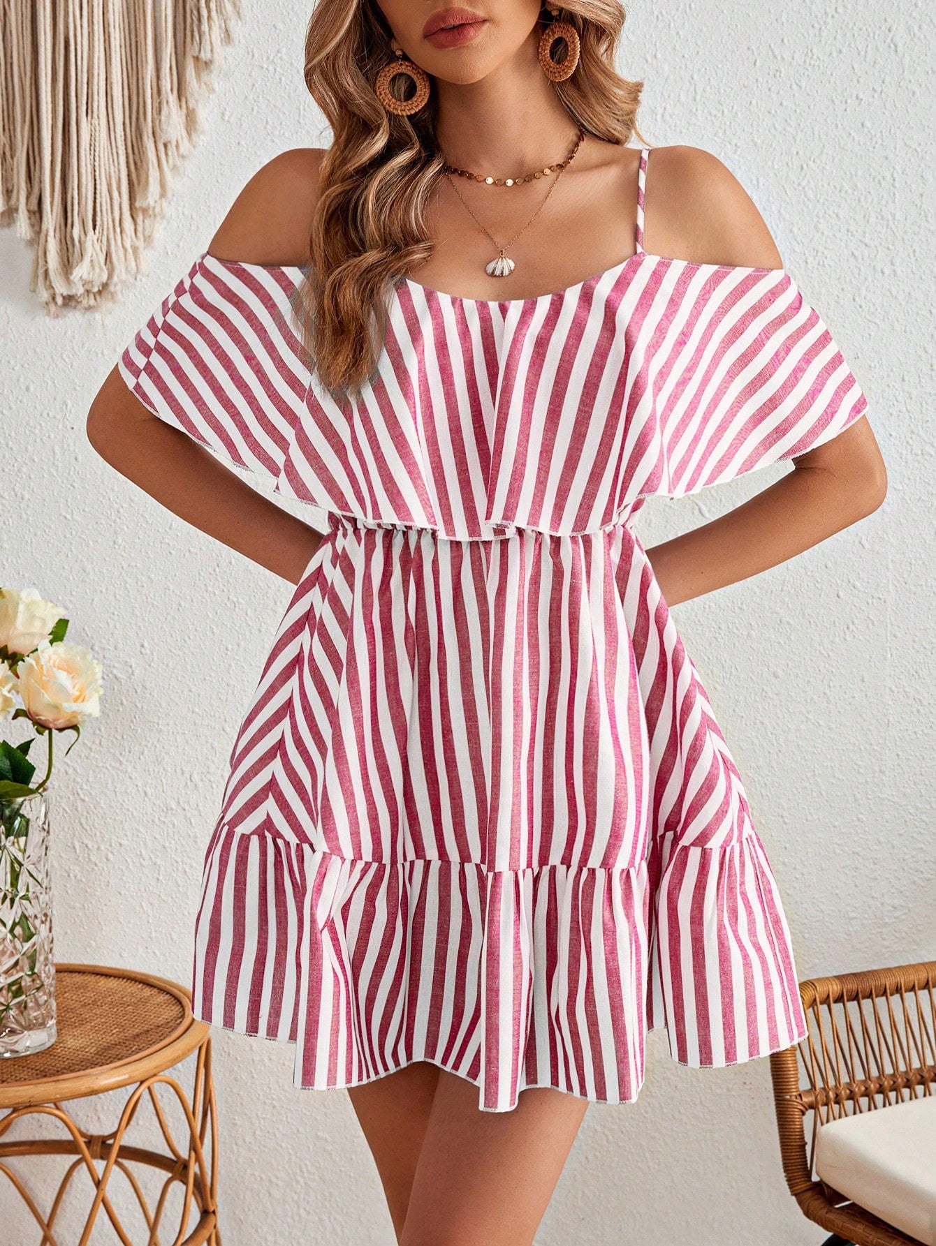 Get ready to rock your next trip in our Chic Striped Ruffle Bodycon Dress! With its vibrant stripes and playful ruffle details, this dress is sure to turn heads. Plus, its bodycon fit flatters your figure for a confident look. The perfect addition to any vacation wardrobe!