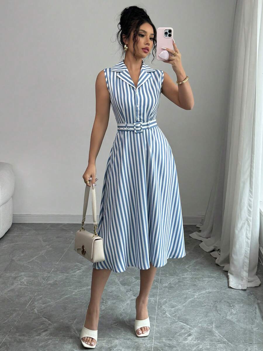 Stripes never go out of style—and this sleeveless midi tank dress proves it! Perfect for those days when you want to look put-together without trying too hard, this breezy number transitions seamlessly from brunch to sunset strolls. The relaxed tank silhouette keeps things cool and comfortable, while the midi length adds just the right touch of sophistication. Throw it on with sneakers for casual vibes or dress it up with sandals and jewelry for something a little more polished. Your summer wardrobe just go