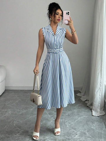 Stripes never go out of style—and this sleeveless midi tank dress proves it! Perfect for those days when you want to look put-together without trying too hard, this breezy number transitions seamlessly from brunch to sunset strolls. The relaxed tank silhouette keeps things cool and comfortable, while the midi length adds just the right touch of sophistication. Throw it on with sneakers for casual vibes or dress it up with sandals and jewelry for something a little more polished. Your summer wardrobe just go