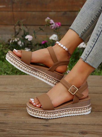 Step into summer with these chic studded wedge sandals! The ankle strap adds an elegant touch while providing comfort for all-day wear. Perfect for any occasion, these sandals will elevate your style and keep you on-trend. Who knew elegance and comfort could be so effortless?!