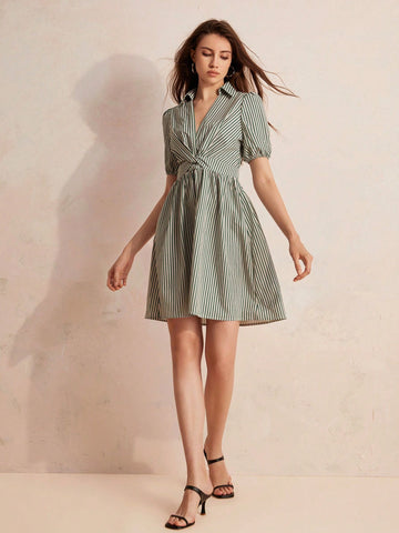 Get ready to turn heads in this chic summer dress! The puff sleeves add a touch of high-end fashion while the waist knot design flatters your figure. Perfect for any occasion, this dress will make you the center of attention (in the best way possible).