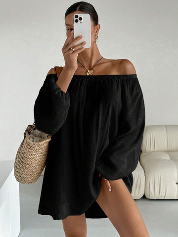 Step into summer with this playful brown off-shoulder dress featuring charming lantern sleeves. Its breezy design keeps you cool while adding a touch of effortless elegance to your look. Perfect for sunny days and casual outings, this dress combines comfort with a flirty silhouette that’s sure to turn heads. Embrace easy style and make every moment a little more fun!