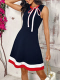 Upgrade your summer wardrobe with our Chic Summer Elegance dress! Featuring a modern color block design and playful bow accent, this navy striped dress strikes the perfect balance between style and comfort. Make a statement at any event or simply elevate your everyday look with our versatile and effortlessly chic dress.