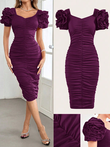 Elevate your summer wardrobe with our Chic Summer Elegance dress. Featuring a ruffled, floral bodycon design and trendy puff sleeves, this dress exudes style and elegance. With its perfect fit and comfortable fabric, you'll feel confident and chic all day long. Perfect for any summer occasion.