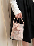 Front view of Chic Summer Embroidered Pearl Phone Bag – Stylish Casual Crossbody for Women in Pink color