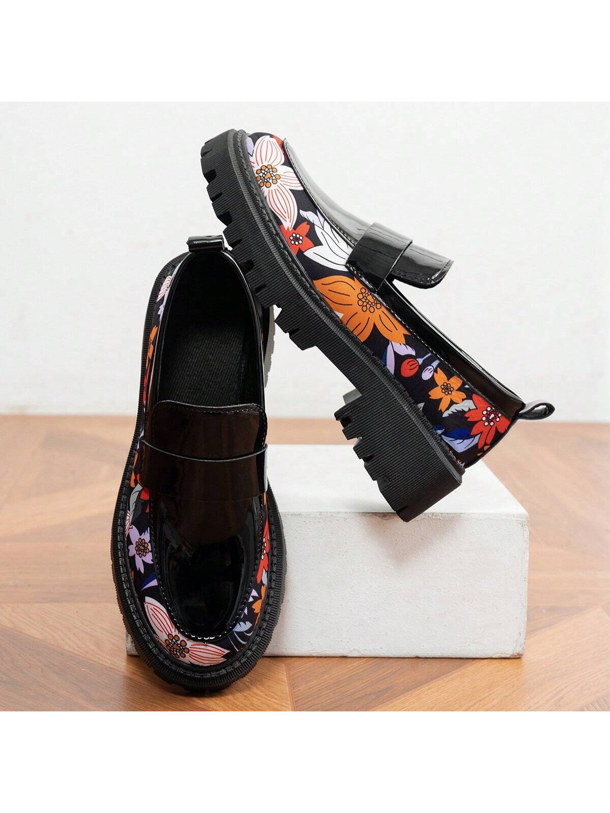 Add a touch of whimsy to your summer style with these chic floral loafers. Designed with a versatile Mary Jane style, these platform shoes effortlessly elevate any outfit. Slip into effortless elegance and stand out in a sea of basic footwear.