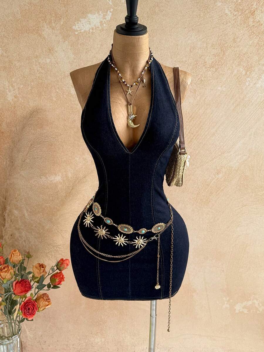 Turn heads this season in our Chic Summer Halter Neck Backless Mini Denim Dress. Designed for bold, confident women, this piece combines timeless denim with modern edge—featuring a flattering halter neckline and daring backless cut that's perfect for making a statement. Whether you're dancing at a festival, enjoying a night out with friends, or impressing on a date, this mini dress delivers effortless style and comfort.