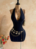 Turn heads this season in our Chic Summer Halter Neck Backless Mini Denim Dress. Designed for bold, confident women, this piece combines timeless denim with modern edge—featuring a flattering halter neckline and daring backless cut that's perfect for making a statement. Whether you're dancing at a festival, enjoying a night out with friends, or impressing on a date, this mini dress delivers effortless style and comfort.