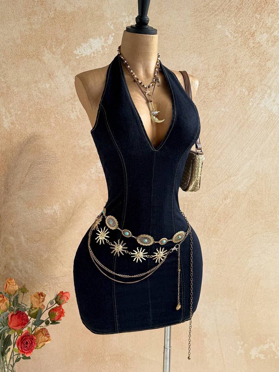 Turn heads this season in our Chic Summer Halter Neck Backless Mini Denim Dress. Designed for bold, confident women, this piece combines timeless denim with modern edge—featuring a flattering halter neckline and daring backless cut that's perfect for making a statement. Whether you're dancing at a festival, enjoying a night out with friends, or impressing on a date, this mini dress delivers effortless style and comfort.