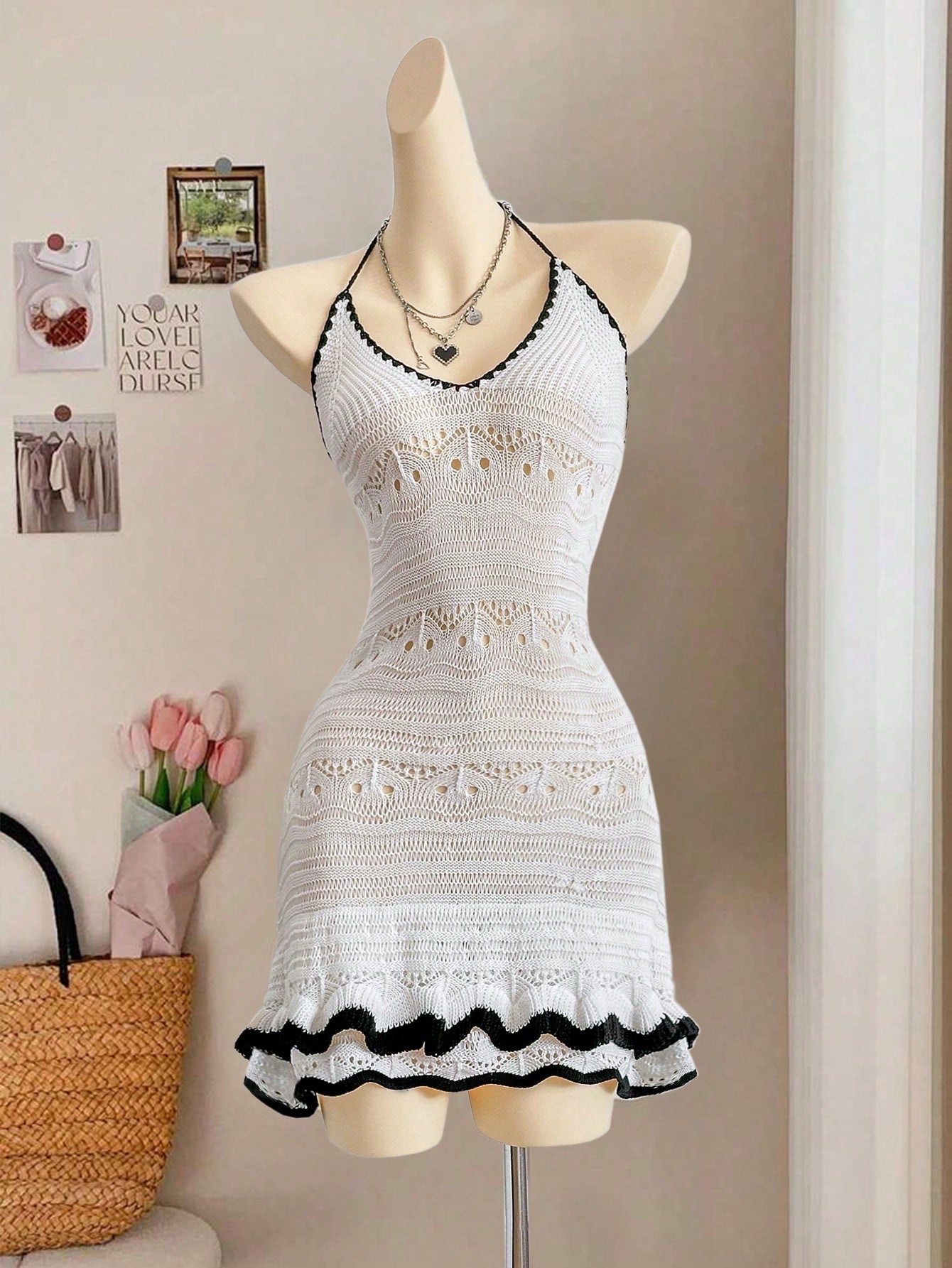 Get ready to turn heads this summer with our Chic Summer Lace Hem Spaghetti Strap Knitted Dress! Perfect for trendy young women who want to stand out in style. Our unique lace hem and comfortable spaghetti straps make this dress a must-have for any fashion-forward wardrobe. Don't miss out on this one-of-a-kind piece!