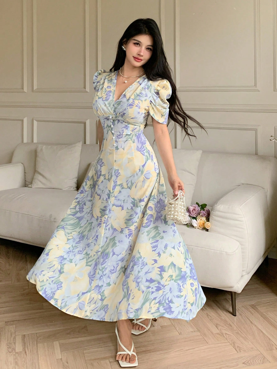 Elevate your summer wardrobe with this flirty mini dress that's ready for sunshine adventures! The crossover collar adds a touch of sophistication, while the playful puff sleeves bring the perfect amount of drama. Slip into this chic number for brunch dates, beach strolls, or rooftop parties – wherever you go, compliments will follow!