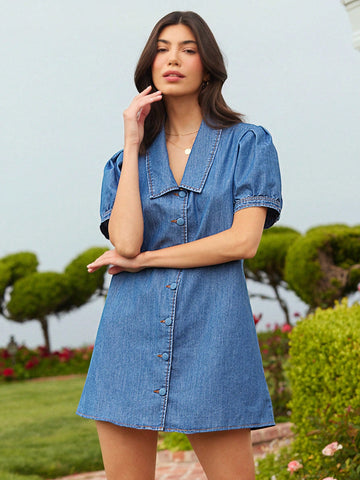 Step out in style with this playful summer mini shift dress featuring charming puff sleeves. Its breezy silhouette keeps you cool and comfortable, making it the perfect pick for sunny brunches or lively country concerts. Effortlessly chic and fun, this dress adds a flirty touch to your warm-weather wardrobe.