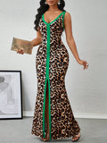 Make a statement this summer with our sleeveless long dress featuring eye-catching leopard print and stylish color block trim. The flattering V-neck design adds a touch of sophistication, while the breezy silhouette keeps you cool during warm days. Perfect for beach vacations, garden parties, or simply turning heads on casual outings!