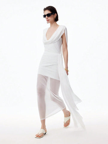 Step into summer with this playful sleeveless tulle mini dress, featuring charming ruched details and a flirty asymmetric hem. Perfect for date nights or graduation celebrations, it combines light, airy fabric with a fun silhouette to keep you comfortable and stylish all evening long. Embrace effortless elegance and turn heads wherever you go!