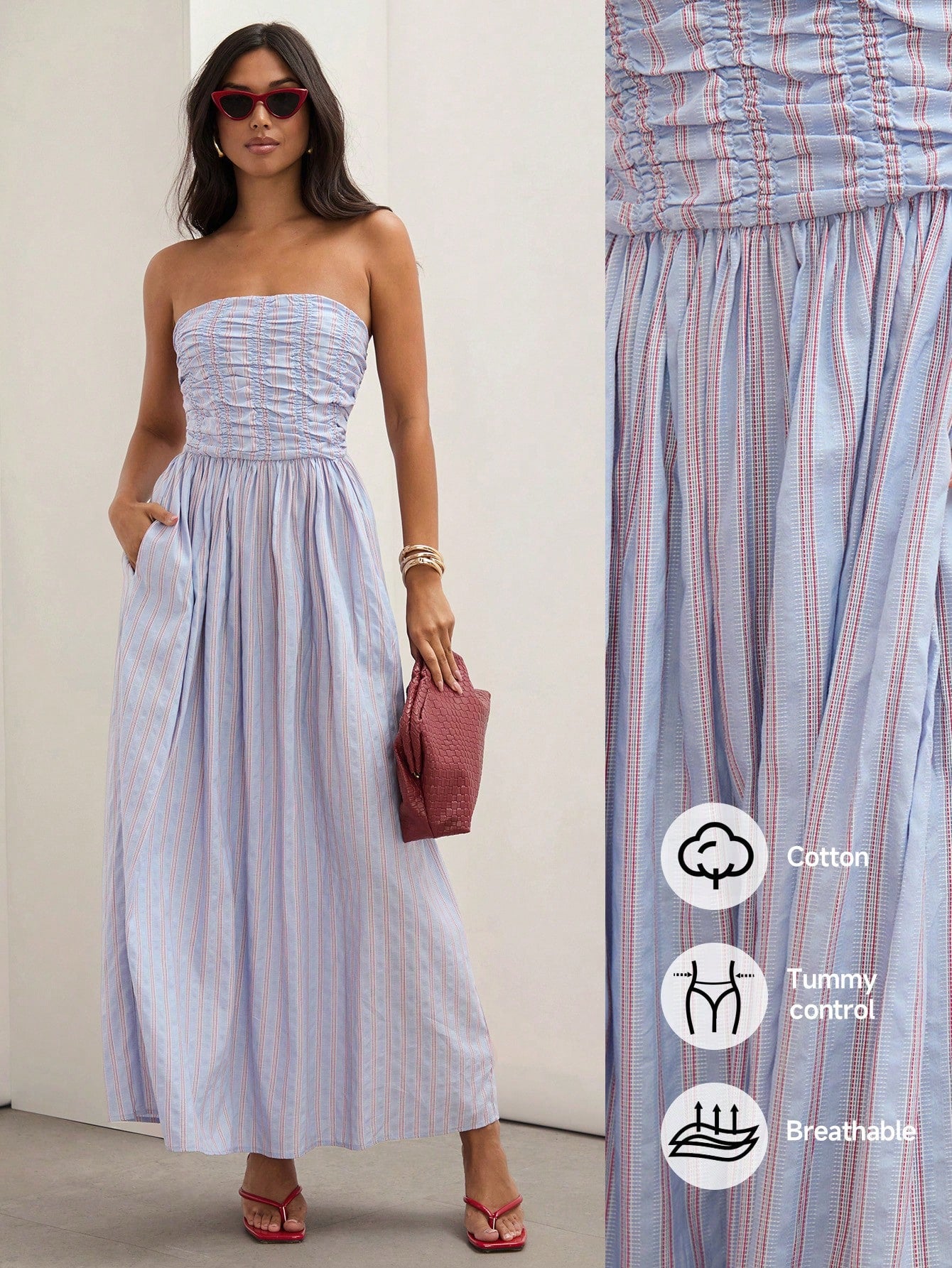 Get ready to rock those summer vibes with our Chic Summer Vibes dress! This playful and stylish striped pleated dress is perfect for any occasion. With a strapless design, you'll stay cool and comfortable while making a statement. Be bold, be stylish, and be yourself with our Chic Summer Vibes dress!