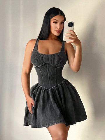 Embrace sunny days with this playful sleeveless mini dress that’s all about effortless style and comfort. The washed fabric gives a cool, lived-in look while the waist cinch adds just the right touch of shape for a flirty silhouette. Perfect for beach trips, brunch dates, or chasing summer adventures in style.