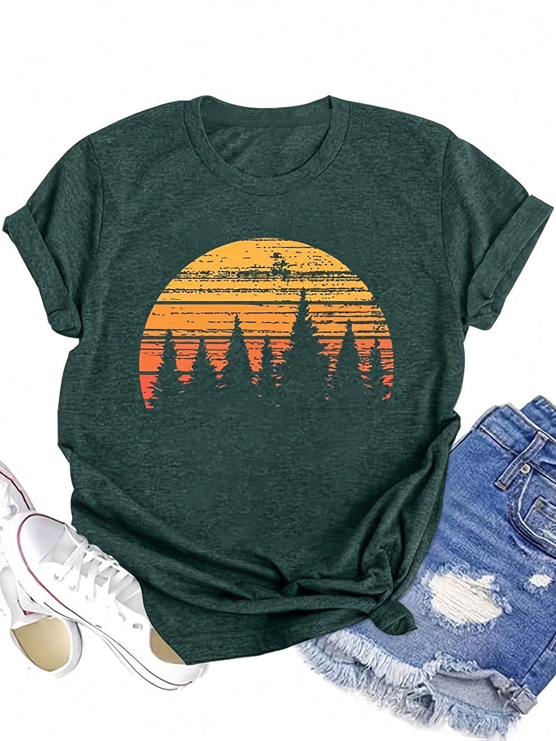 Get ready to turn heads with our Chic Sunset Dreams T-Shirt! This ladies' top features a comfortable round neck and short sleeves, perfect for any casual day out. The playful design showcases a stunning sunset, adding a touch of fun and style to your wardrobe. Stay chic and stylish with this unique t-shirt.