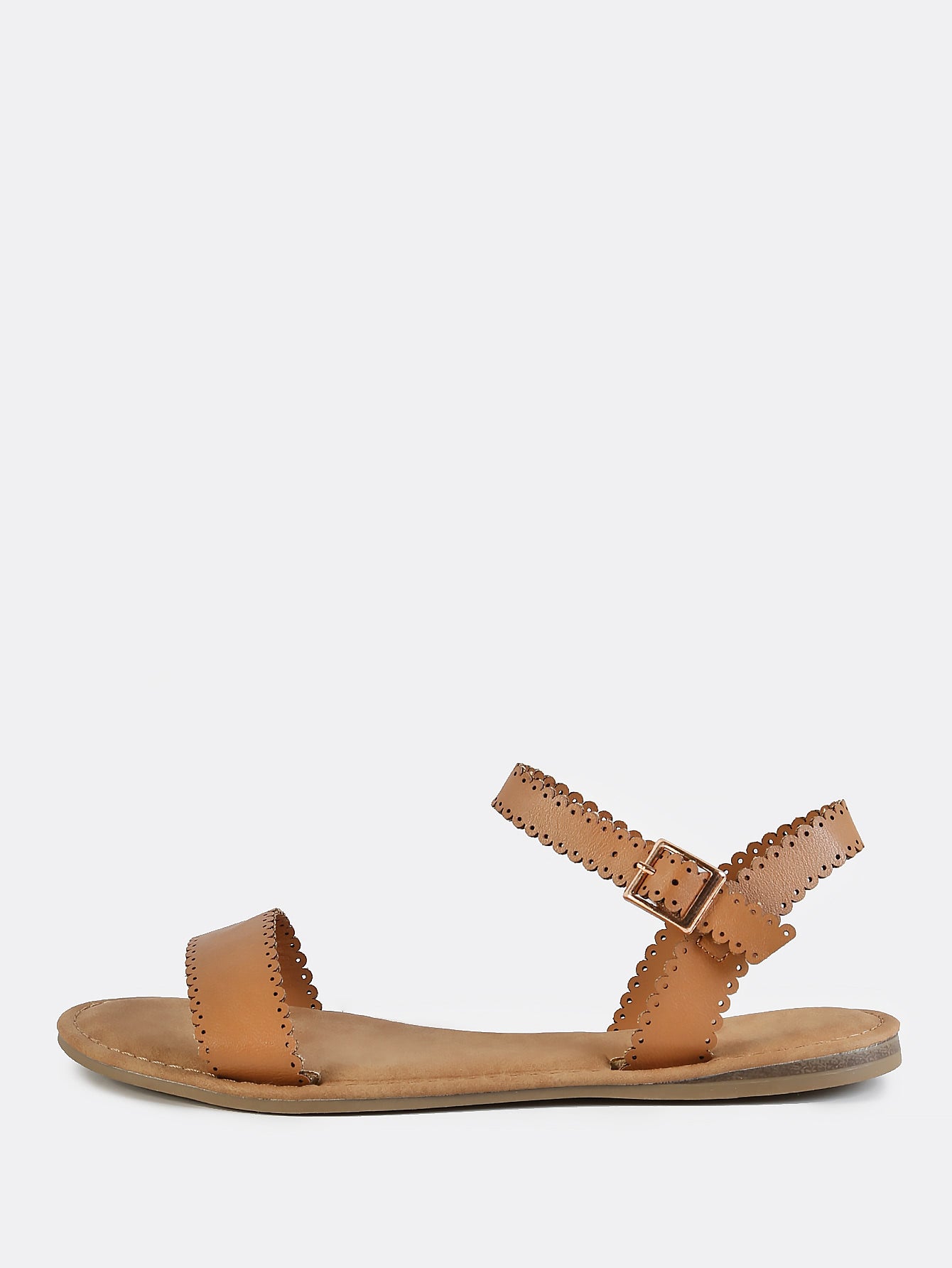 Effortlessly elevate any outfit with our Chic Tan Scalloped One-Band Ankle Strap Sandals. These stylish sandals feature a unique scalloped design and a secure ankle strap, providing both fashion and functionality. Perfect for adding a touch of playfulness to your look.