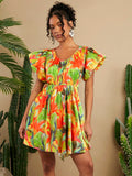 Step into sunshine with this Chic Tropical Flower Ruffle Hem Mini Dress! Its vibrant floral print and flirty ruffle hem bring playful charm to your summer wardrobe. Lightweight and breezy, it’s perfect for beach days, garden parties, or casual strolls. Effortless style meets fun flair in this must-have dress that keeps you cool and radiant all season long.