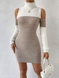 Elevate your style with our Chic Two-Tone Cut-Out Turtleneck Rib-Knit Sweater Dress. This effortlessly stylish dress features a chic two-tone design and a flattering cut-out turtleneck. Made with quality rib-knit material, it offers a comfortable and fashionable fit. Perfect for any occasion, this dress is a must-have for any fashion-forward individual.
