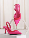 Elevate your style with our Chic Two-Tone Satin Slingback Pumps. These elegant heels feature a two-tone satin design and pyramid heels for a unique touch. Perfect for any occasion, these pumps will add sophistication and class to your outfit. Treat yourself or a loved one to this stylish addition to your wardrobe.