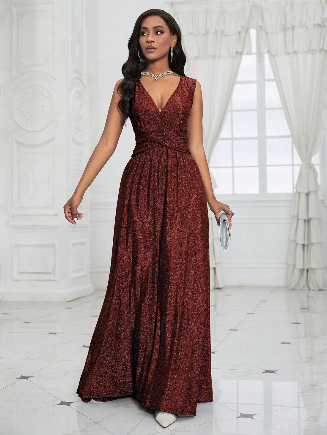 Effortlessly elevate your style with our Chic V-Neck Waist Twist Tank Dress. The elegant waist twist adds a touch of sophistication, while the v-neckline shows off your curves. Perfect for any occasion, this dress offers both style and comfort for a versatile and chic look.