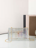 Introducing the Chic & Versatile Clear Chain Square Bag! Perfect for teen girls looking for a stylish and practical accessory for school and travel. With its clear design, this bag is versatile and can hold all your essential items. Get yours now and add some flair to your daily routine!
