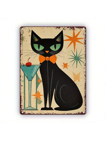 Add some feline flair to your kitchen, pub, or bar with our Chic Vintage Black Cat Retro Metal Sign! This quirky wall art features a stylish black cat and adds a touch of vintage charm to any space. Purrfect for cat lovers and those with a sense of humor!