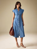 Effortlessly cool meets timeless charm in this vintage-inspired denim dress. Designed for the modern commuter who refuses to sacrifice style for comfort, it features classic front button detailing that adds character and makes dressing up (or down) a breeze. The relaxed silhouette works beautifully with sneakers for weekend errands or dressed up with boots for casual office days. Perfect for anyone who loves that 