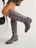 Step into effortless style with our Chic Vintage Embroidered Western Block Heel Boots. Featuring intricate embroidery and a sturdy block heel, these boots exude vintage charm while providing all-day comfort. Perfect for adding a touch of Western flair to any outfit.
